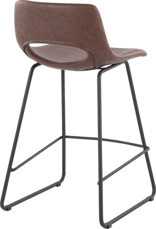 Lumisource Barstools - Robbi Counter Stool In Black Steel & Brown Faux Leather (Set of 2)