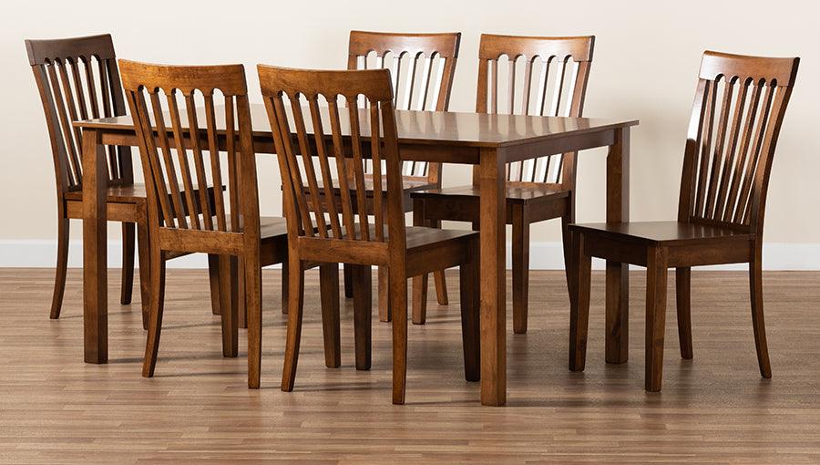 Wholesale Interiors Dining Sets - Erion Walnut Brown Finished Wood 7-Piece Dining Set