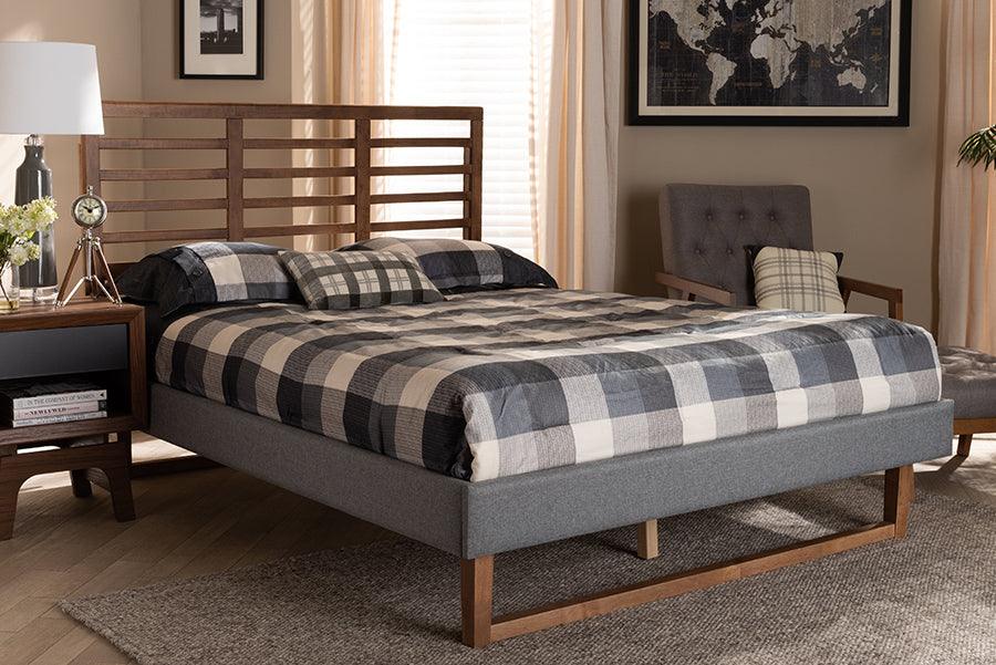 Wholesale Interiors Beds - Rina King Bed Dark Gray & Ash walnut