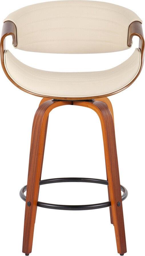 Lumisource Barstools - Symphony Counter Stool In Walnut & Cream Faux Leather (Set of 2)