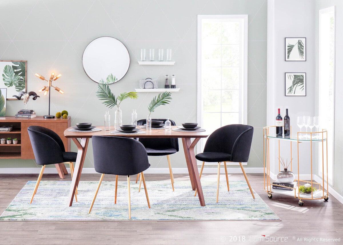 Lumisource Dining Chairs - Fran Contemporary Chair in Gold Metal and Black Velvet - Set of 2