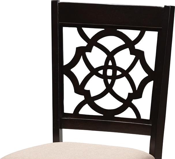 Wholesale Interiors Dining Chairs - Renaud Sand Fabric Upholstered Espresso Brown Finished Wood Dining Chair Set Of 4