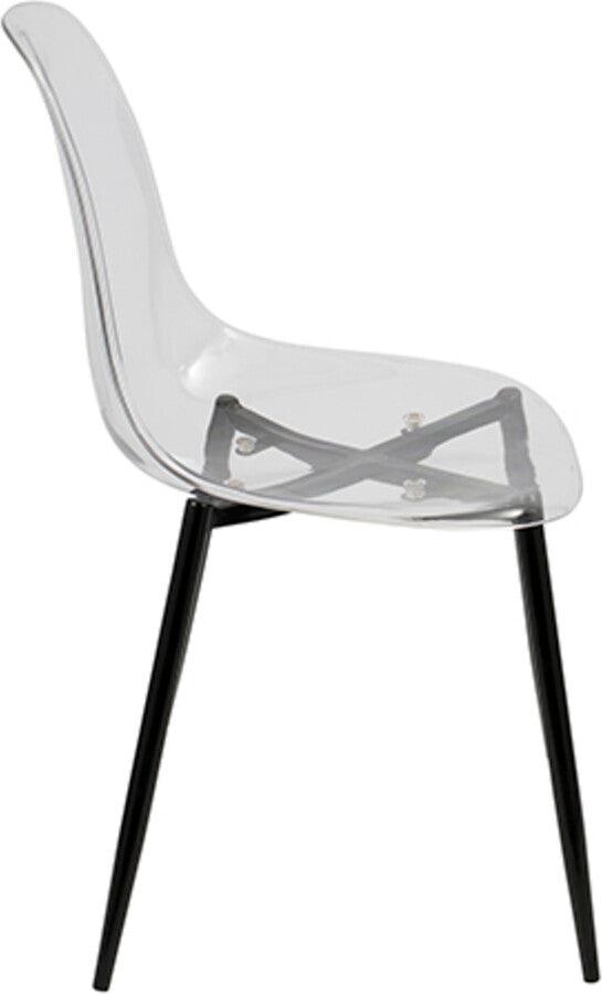 Lumisource Dining Chairs - Clara Mid-Century Modern Dining Chair in Black and Clear - Set of 2