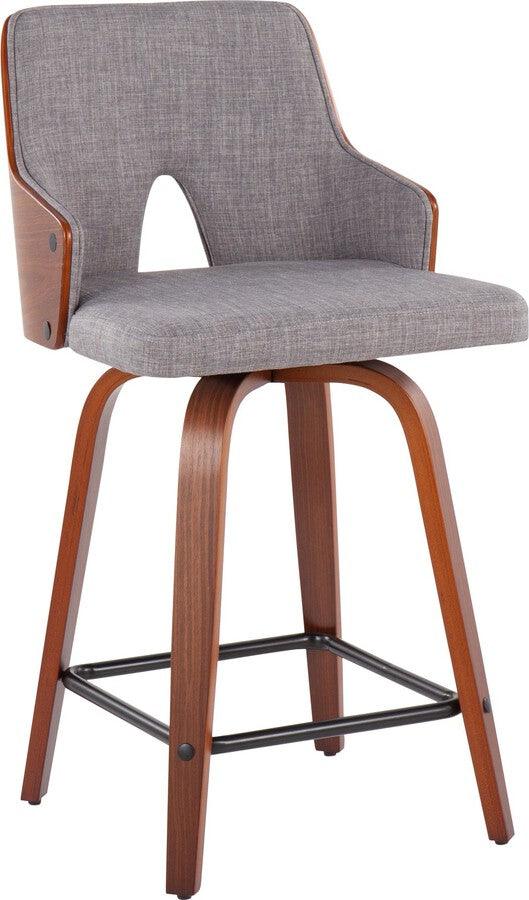 Lumisource Barstools - Stella Counter Stool In Walnut & Light Grey Fabric (Set of 2)