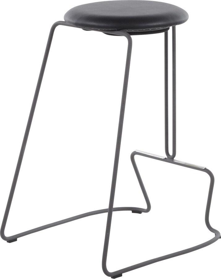 Lumisource Barstools - Finn Contemporary Counter Stool in Black Steel and Black Faux Leather - Set of 2
