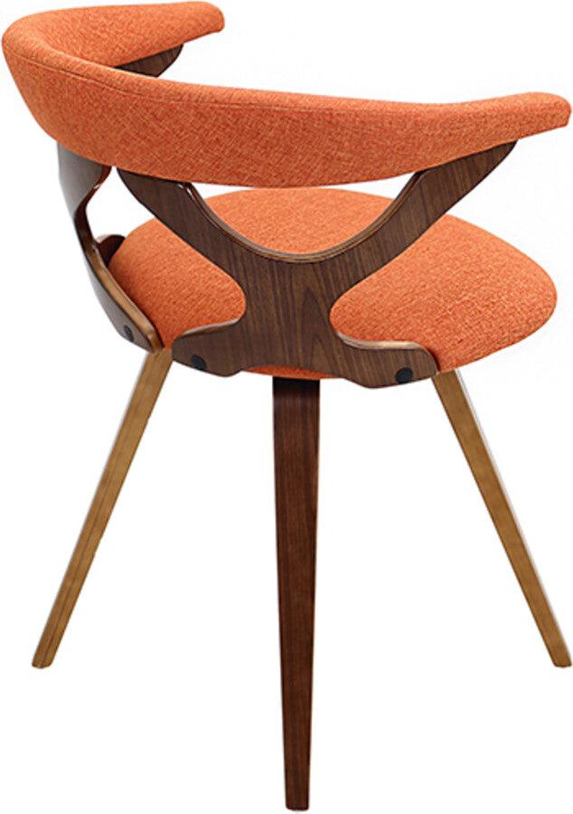 Lumisource Dining Chairs - Gardenia Mid-century Modern Dining/Accent Chair with Swivel in Walnut Wood and Orange Fabric