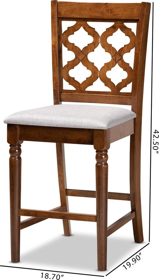 Wholesale Interiors Barstools - Ramiro Grey & Walnut Brown Finished Wood 2-Piece Counter Stool Set