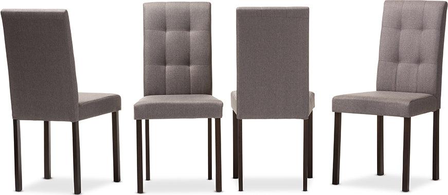 Wholesale Interiors Dining Chairs - Andrew Contemporary Grey Fabric Upholstered Grid-tufting Dining Chair (Set of 4)
