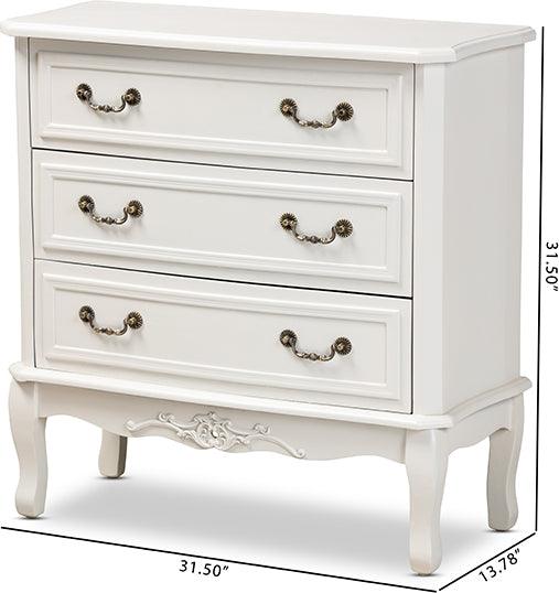 Wholesale Interiors Buffets & Cabinets - Gabrielle Traditional French Country Provincial White-Finished 3-Drawer Wood Storage Cabinet