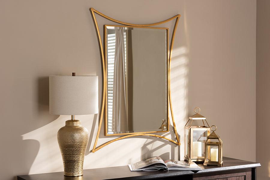 Wholesale Interiors Mirrors - Melia Modern And Contemporary Antique Gold Finished Rectangular Accent Wall Mirror