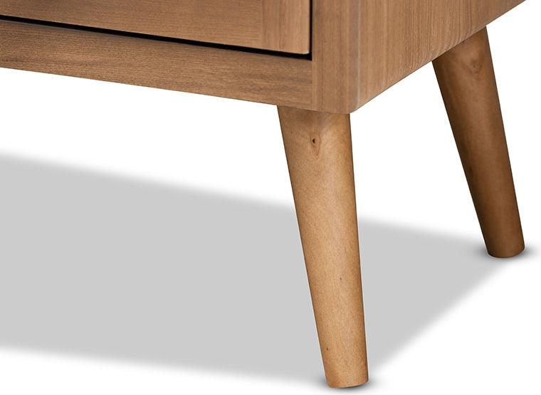 Wholesale Interiors Buffets & Cabinets - Alina Mid-Century Modern Medium Oak Finished Wood and Rattan 2-Door Accent Storage Cabinet