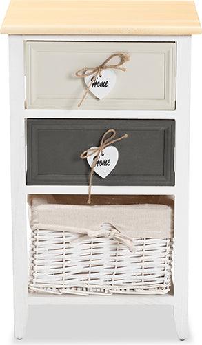 Wholesale Interiors Bedroom Organization - Diella Modern and Contemporary Multi-Colored Wood 2-Drawer Storage Unit with Basket