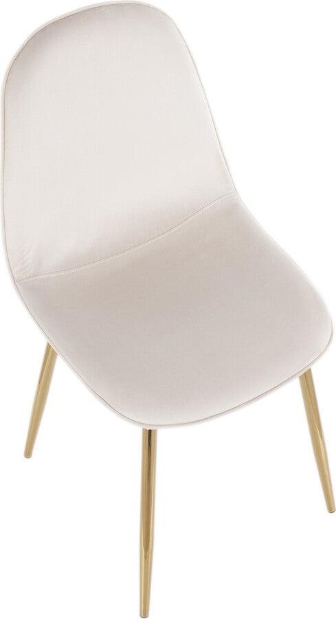 Lumisource Dining Chairs - Pebble Contemporary Chair in Gold Steel and Cream Velvet - Set of 2