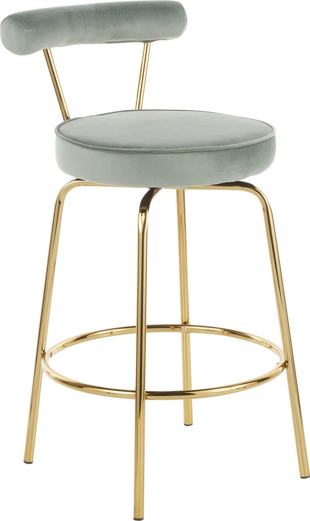 Lumisource Barstools - Rhonda Counter Stool Gold & Sage Green (Set of 2)