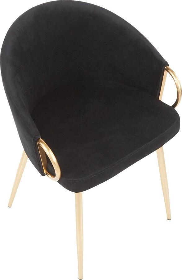 Lumisource Accent Chairs - Claire Contemporary/Glam Chair In Gold Metal & Black Velvet (Set of 2)