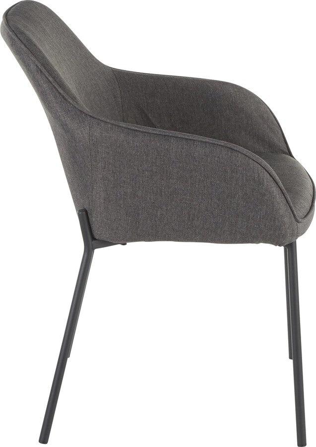 Lumisource Dining Chairs - Daniella Contemporary Dining Chair in Black Metal and Charcoal Fabric - Set of 2