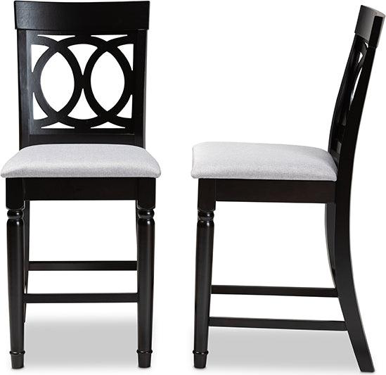 Wholesale Interiors Barstools - Verina Contemporary Grey Fabric Brown Finished 2-Piece Wood Counter Stool Set of 4