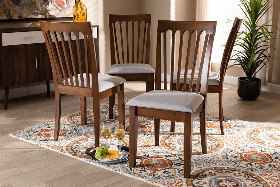 Wholesale Interiors Dining Chairs - Minette Contemporary Grey Fabric Upholstered Brown Finished Wood Dining Chair Set