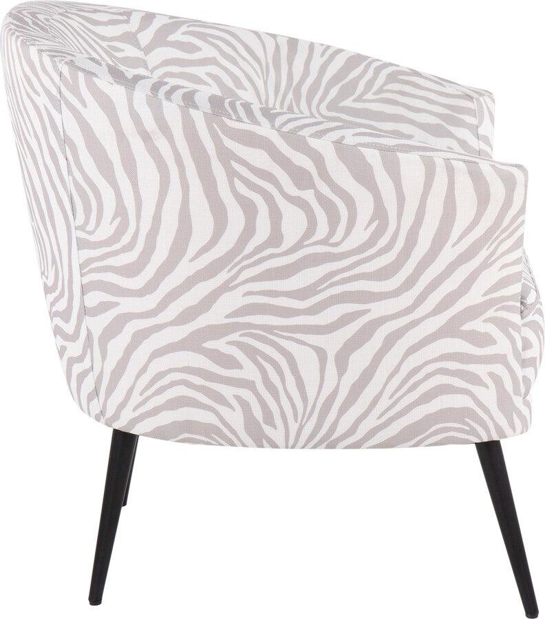 Lumisource Accent Chairs - Tania Contemporary/Glam Accent Chair In Black Steel & Grey Zebra Fabric