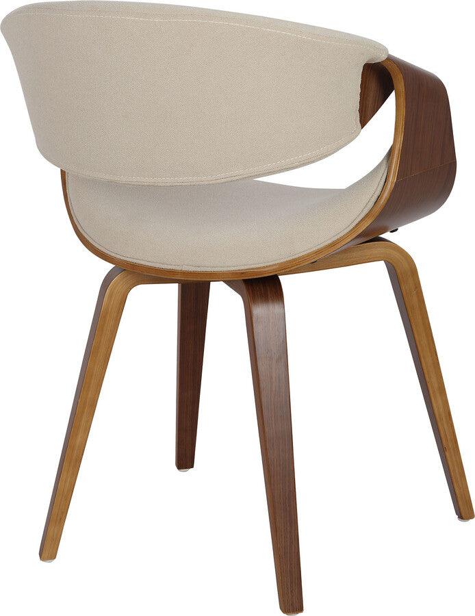 Lumisource Dining Chairs - Curvo Mid-Century Modern Dining/Accent Chair in Walnut and Cream Fabric