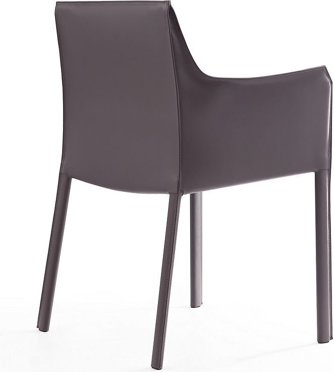 Manhattan Comfort Dining Chairs - Paris Grey Saddle Leather Armchair (Set of 2)