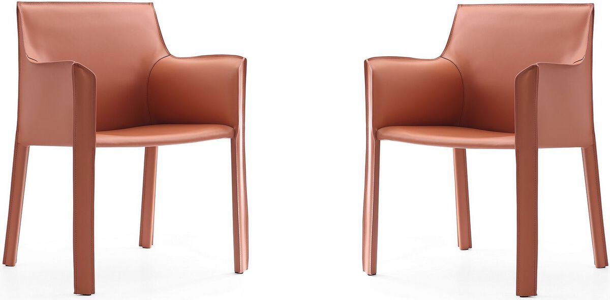Manhattan Comfort Dining Chairs - Vogue Clay Faux Leather Arm Chair (Set of 2)