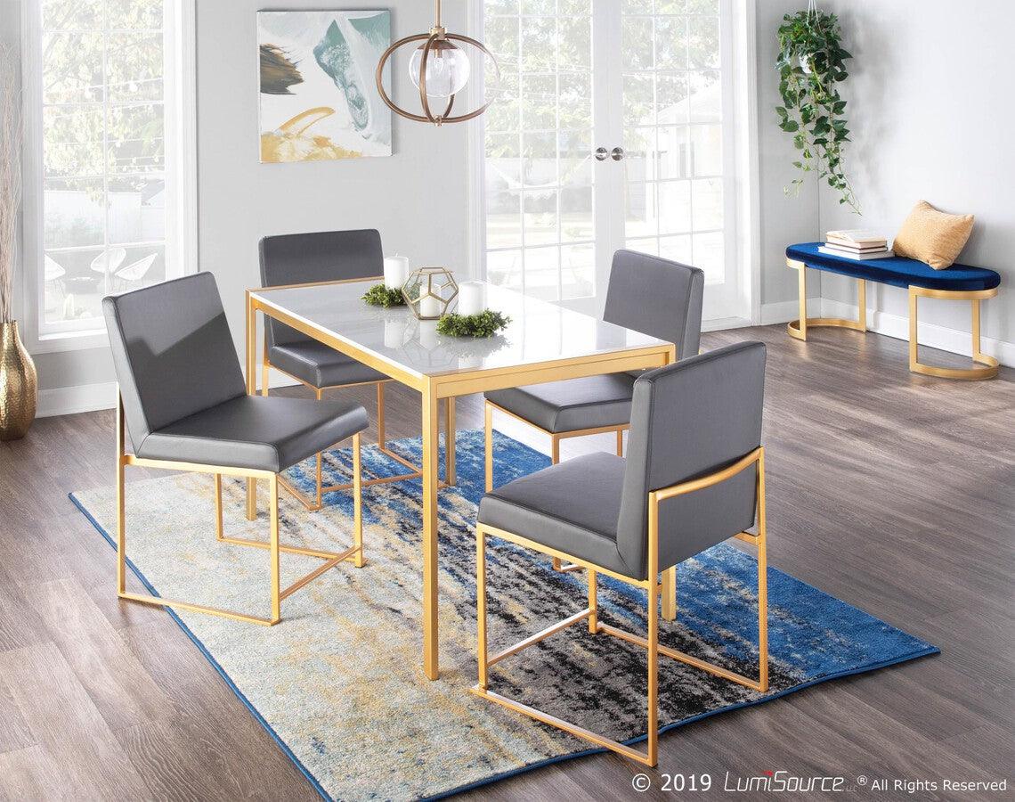 Lumisource Dining Tables - Fuji Modern/Glam Dining Table in Gold Metal with White Marble Top