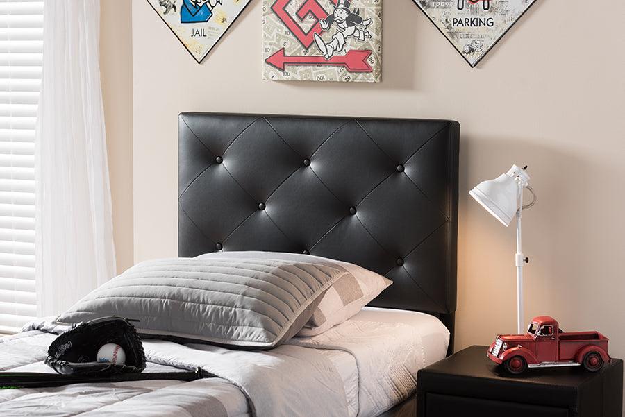 Wholesale Interiors Headboards - Baltimore Modern And Contemporary Black Faux Leather Upholstered Twin Size Headboard