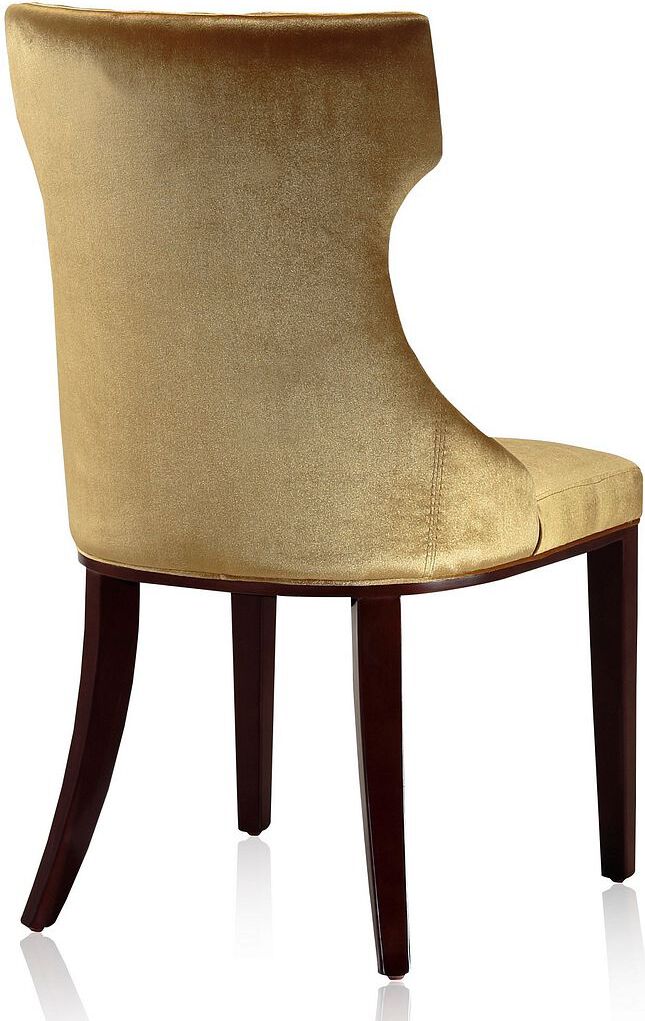 Manhattan Comfort Dining Chairs - Reine Antique Gold & Walnut Velvet Dining Chair (Set of Two)