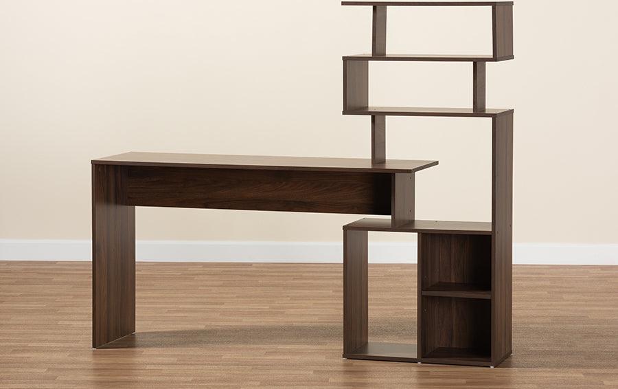 Wholesale Interiors Desks - Foster Walnut Brown Finished Wood Storage Desk with Shelves