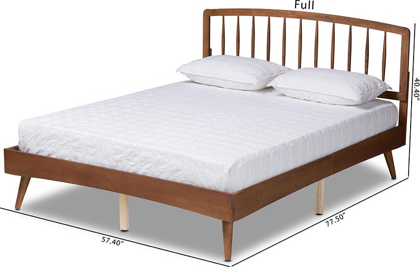 Wholesale Interiors Beds - Paton Mid-Century Modern Walnut Brown Finished Wood King Size Platform Bed