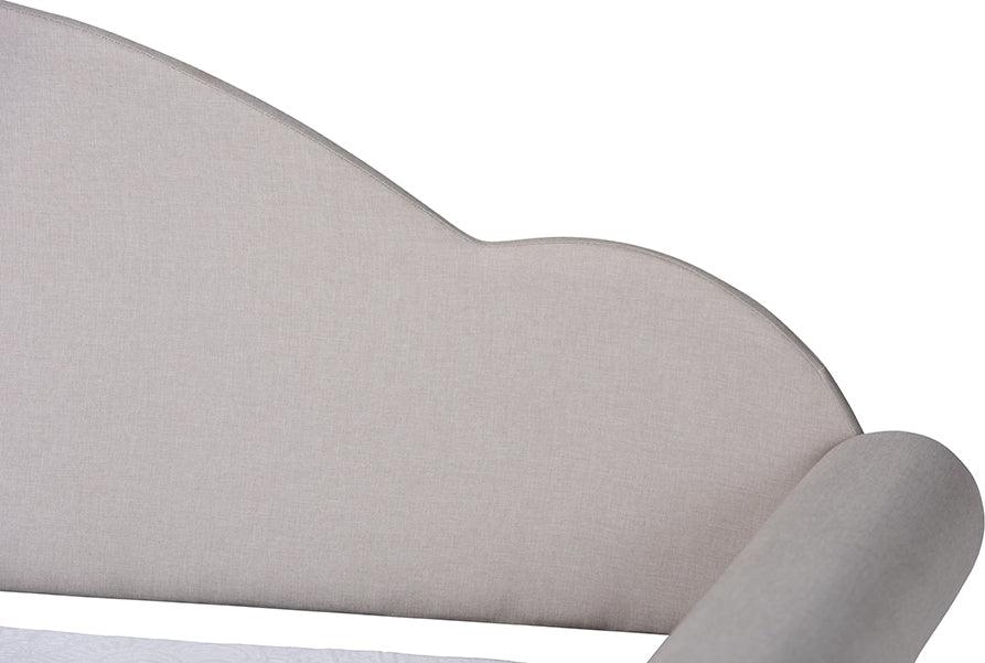 Wholesale Interiors Daybeds - Chaise Traditional Light Grey Fabric and Natural Brown Finished Wood Twin Size Daybed