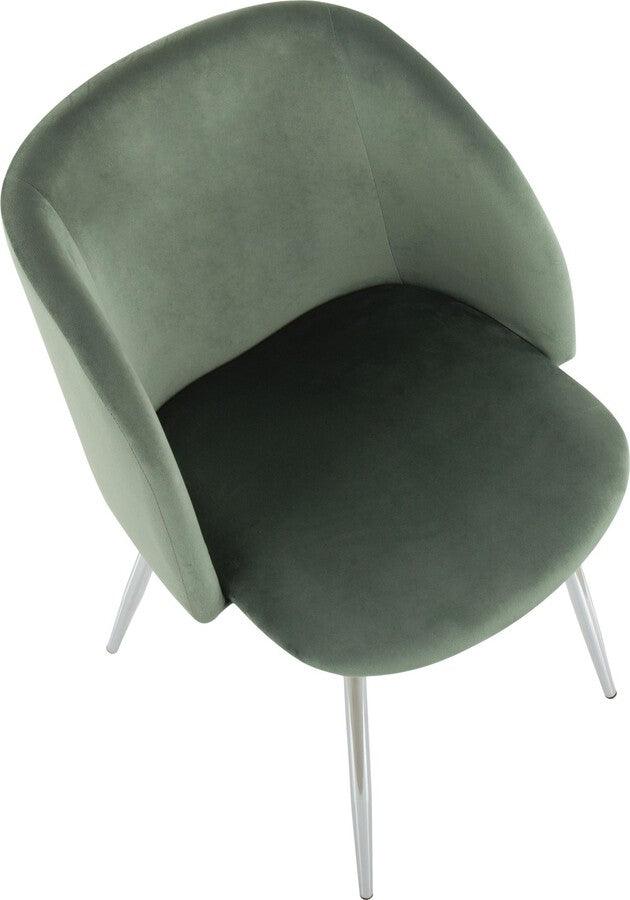 Lumisource Accent Chairs - Fran Contemporary Chair In Chrome & Sage Green Velvet (Set of 2)