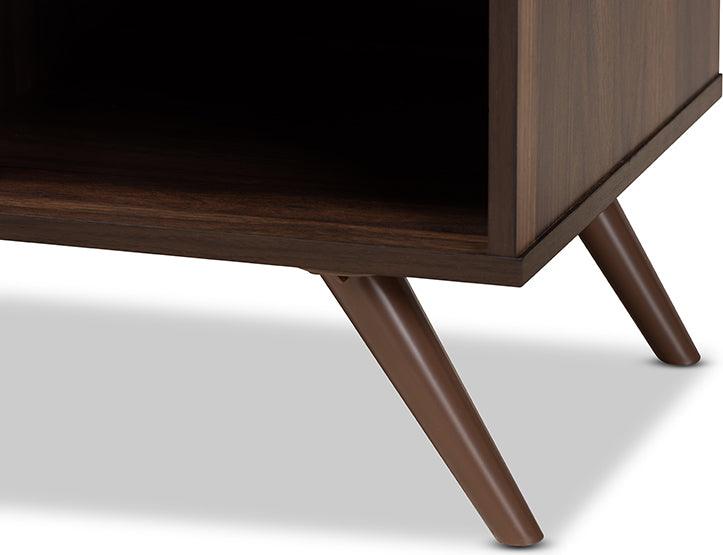 Wholesale Interiors TV & Media Units - Naoki Modern and Contemporary Two-Tone Grey and Walnut Finished Wood 2-Door TV Stand