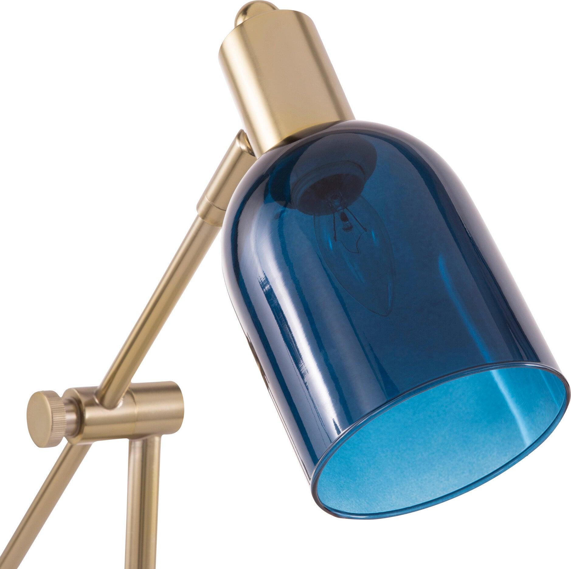 Lumisource Table Lamps - Marcel Table Lamp White Marble & Blue Glass