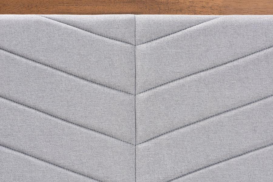 Wholesale Interiors Headboards - Iden Light Grey Fabric Upholstered and Walnut Brown Finished Wood Twin Size Headboard