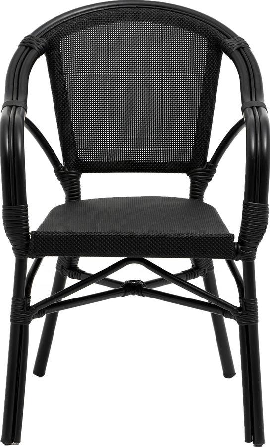 Euro Style Dining Chairs - Ivan Stacking Armchair in Black Textylene Mesh with Black Frame - Set of 2