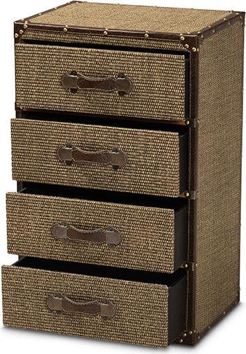 Wholesale Interiors Buffets & Cabinets - Owen Brown Fabric Upholstered 4-Drawer Accent Storage Cabinet
