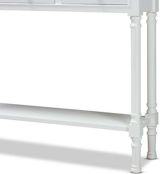 Wholesale Interiors Consoles - Calvin Classic French Farmhouse White Finished Wood 3-Drawer Entryway Console Table