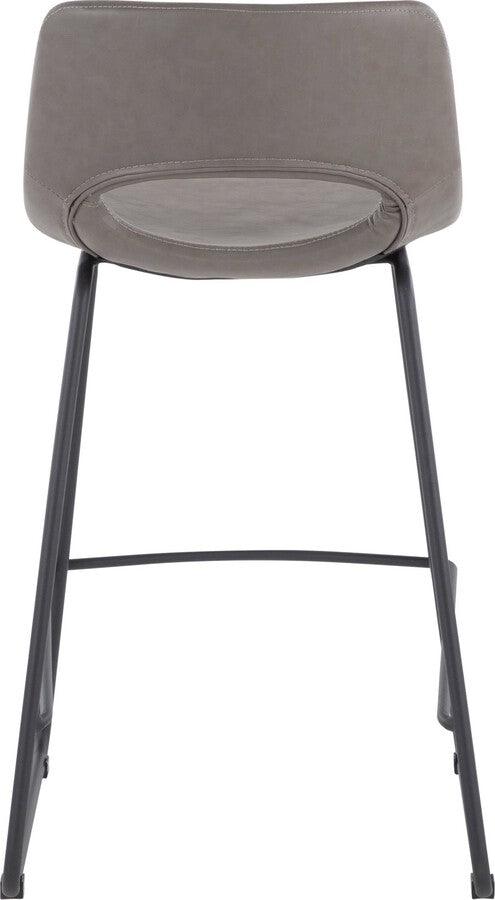 Lumisource Barstools - Robbi Counter Stool In Black Steel & Grey Faux Leather (Set of 2)