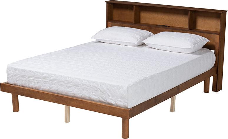 Wholesale Interiors Beds - Lochlan Mid-Century Modern Transitional Walnut Brown Finished Wood Full Size Platform Bed