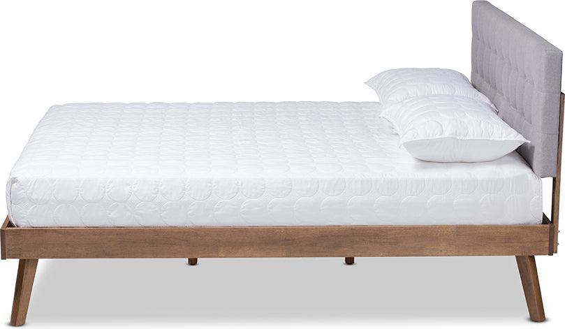 Wholesale Interiors Beds - Devan Queen Bed Light Gray & Walnut