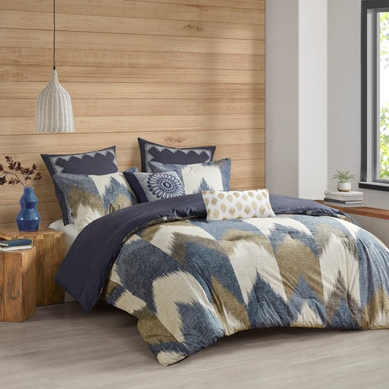 Olliix.com Comforters & Blankets - 3 Piece Comforter Mini Set Navy Cal King