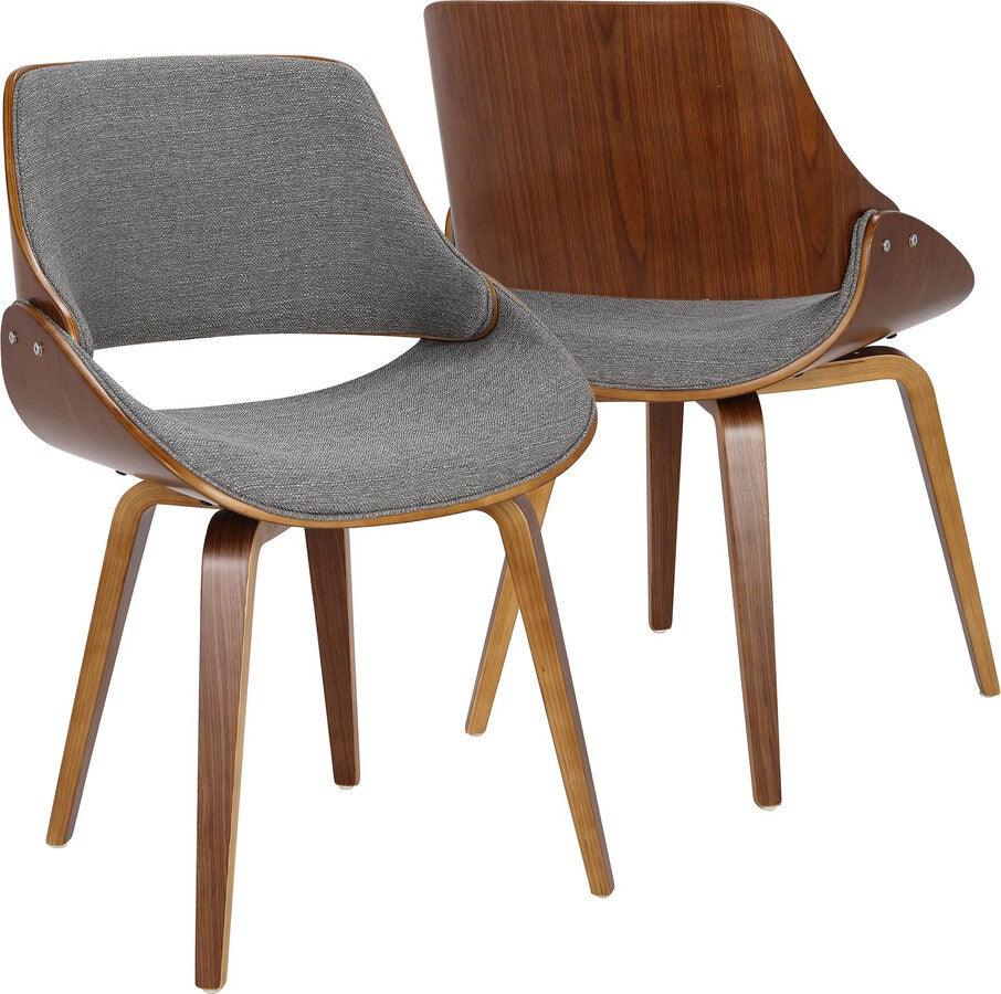 Lumisource Accent Chairs - Fabrizzi Mid-Century Modern Dining/Accent Chair in Walnut and Grey Fabric