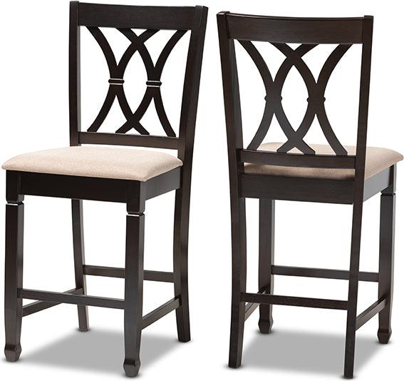 Wholesale Interiors Barstools - Reneau Sand Espresso Brown Wood Counter Height Pub Chair Set of 2