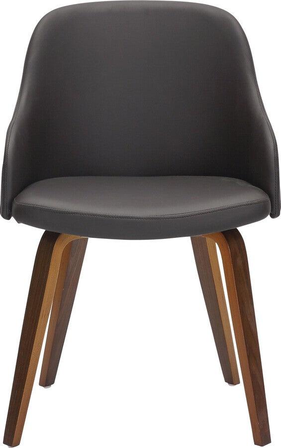Lumisource Dining Chairs - Bacci Dining/Accent Chair In Walnut Wood & Brown Faux Leather