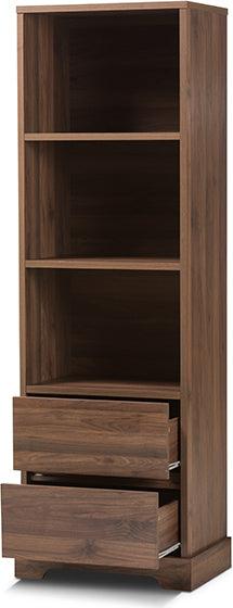 Wholesale Interiors Bookcases & Display Units - Burnwood Modern and Contemporary Walnut Brown Finished Wood 2-Drawer Bookcase