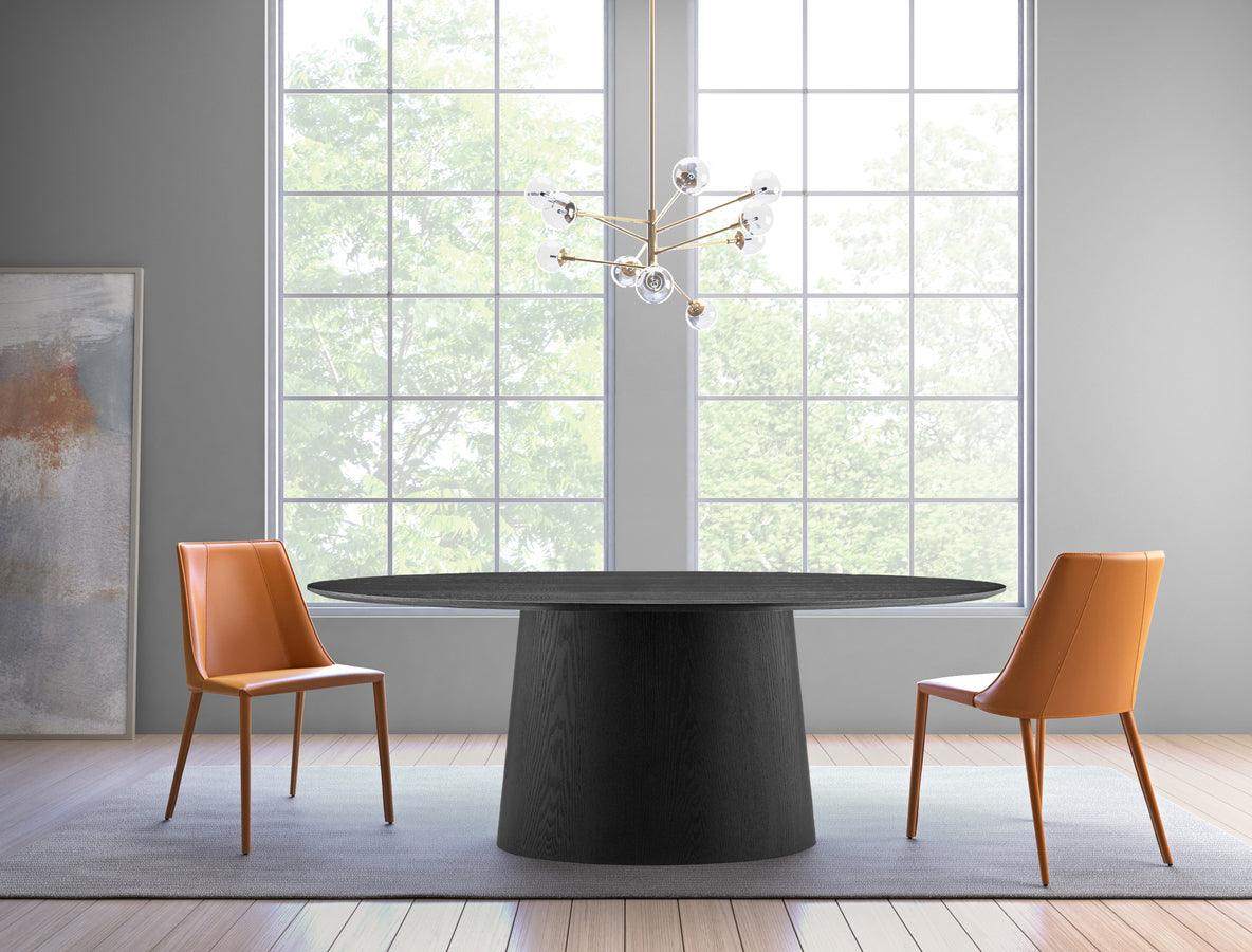 Euro Style Dining Tables - Deodat 79-inch Oval Dining Table in Matte Black