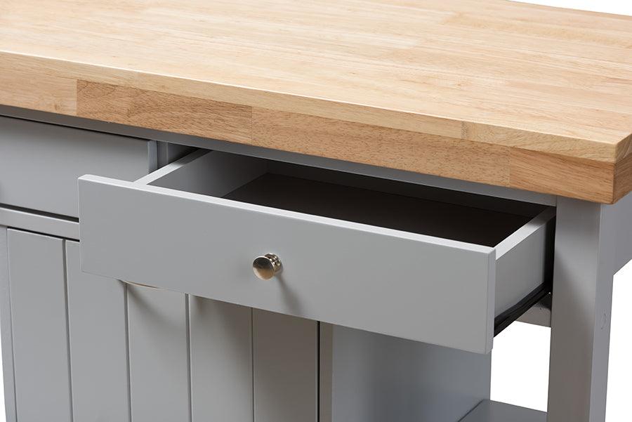 Wholesale Interiors Kitchen & Bar Carts - Hayward Coastal and Farmhouse Light Grey Wood Kitchen Cart