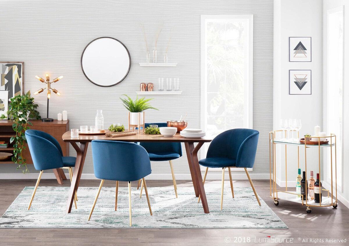Lumisource Living Room Sets - Fran Chair 32" Gold Legs & Blue Velvet (Set of 2)